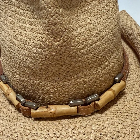 Helen Kaminski Belen rafia and leather cowgirl Hat, one size, like new! - Picture 3 of 12